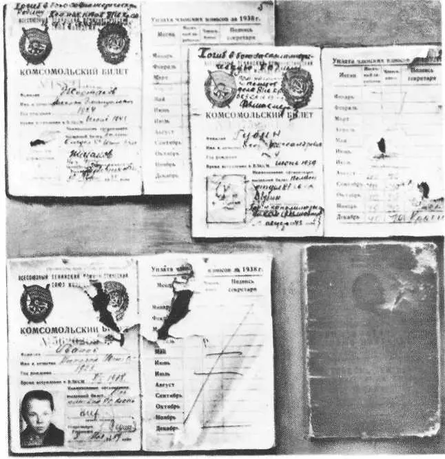 Пробитые вражескими пулями комсомольские билеты воинов погибших в боях за - фото 80
