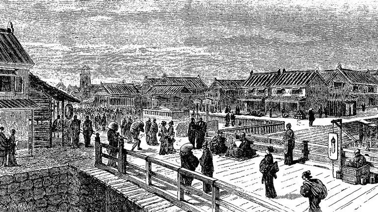 Нихонбаси главный мост и центр столицы рисунокXIX в Источник НА - фото 44