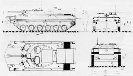 Основные проекции БМД Объект 915 первый вариант 1964 г Вид на среднее - фото 47