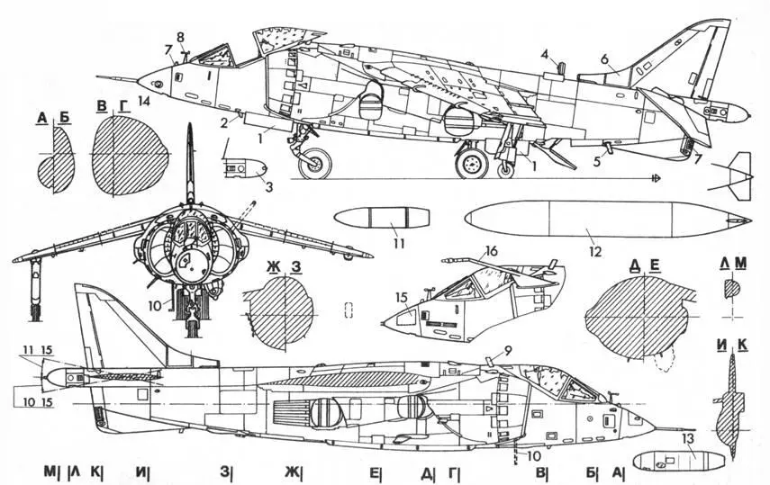 Harrier GR1 В четырех местах крыла попарно на каждой консоли установлены - фото 81