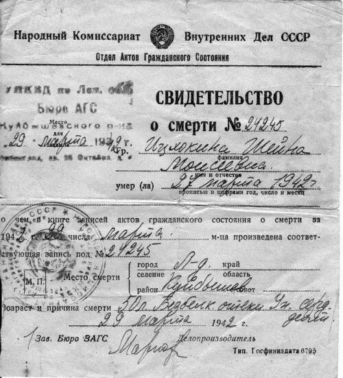 Свидетельство о смерти моей бабушки папиной мамы в блокадном Ленинграде - фото 45