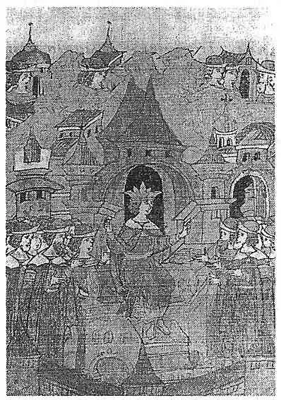 Рис 135 Венчание Ивана IV на царство 1547 г Миниатюра Лицевого свода Был - фото 139