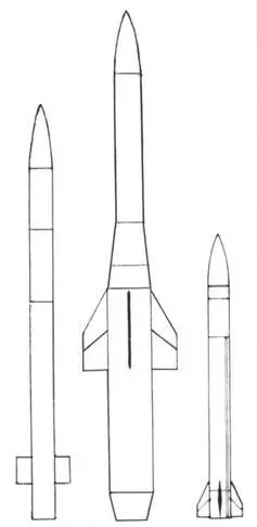 Слева направо экспериментальная ракета FLAGE первый вариант ракеты ERINT - фото 112