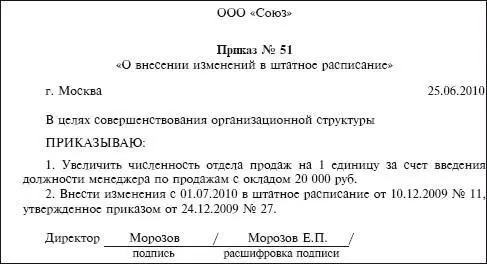 Вносимые в штатное расписание изменения затрагивают определенные сторонами - фото 137