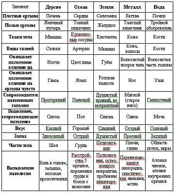 Таблица 4 Психика Элемент Анализ 5 элементов Дерево пара печень - фото 6