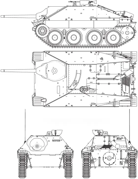 Jagdpanzer 38 Hetzer Чертеж выполнил В Мальгинов Пушки Рак 392 оснащались - фото 127