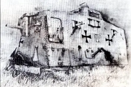 Рисунок танка A7V 563 Вотан Через открытую переднюю дверь видна лестница - фото 78