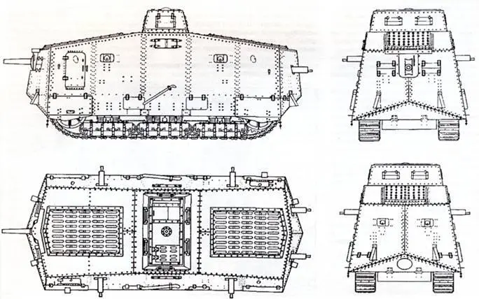 Танк A7V с корпусом Крупп Броневой корпус танка устанавливался на раме - фото 79