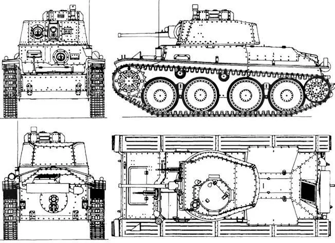 Легкий танк LT vz38 Компоновка танка LT vz38 Лобовая бронеплита - фото 109