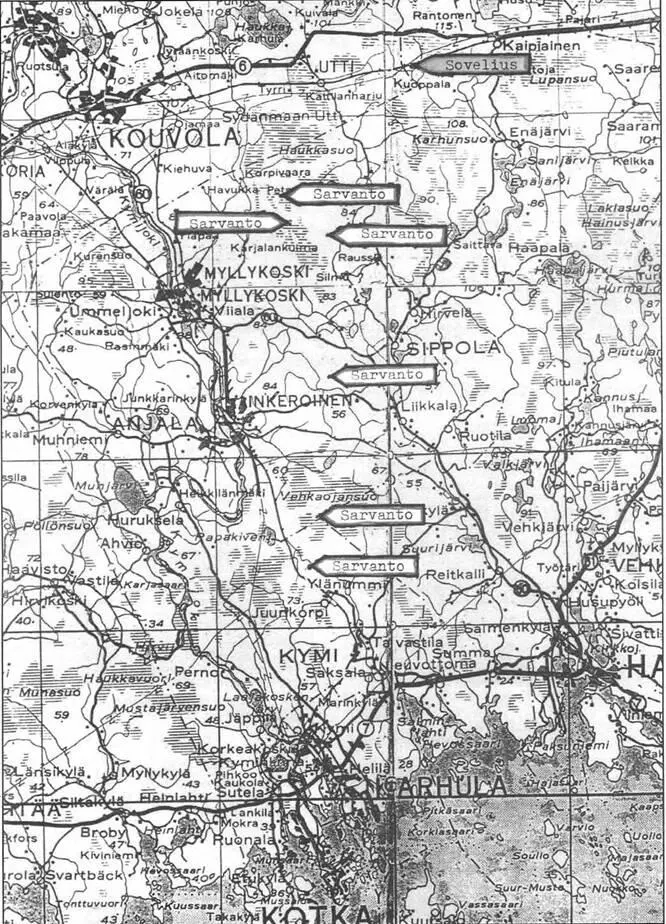 Картасхема мест падепня сбитых 6 января 1940 г советских бомбардировщиков - фото 26