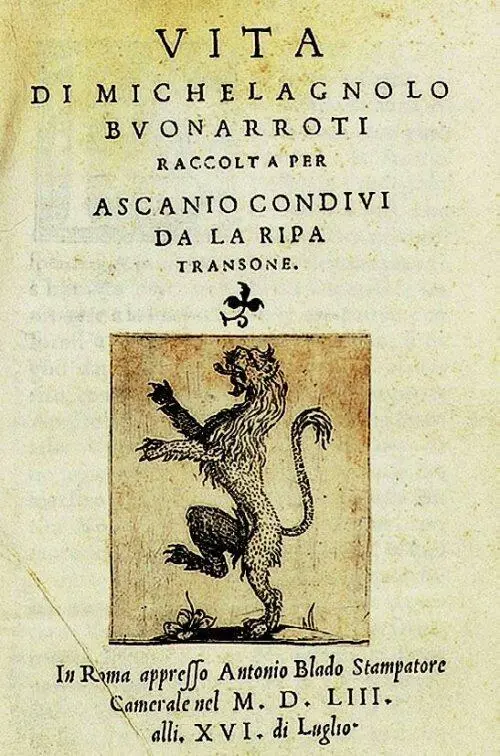 Одно из первых изданий книги Асканио Кондиви Жизнь Микеланджело Статуя - фото 6