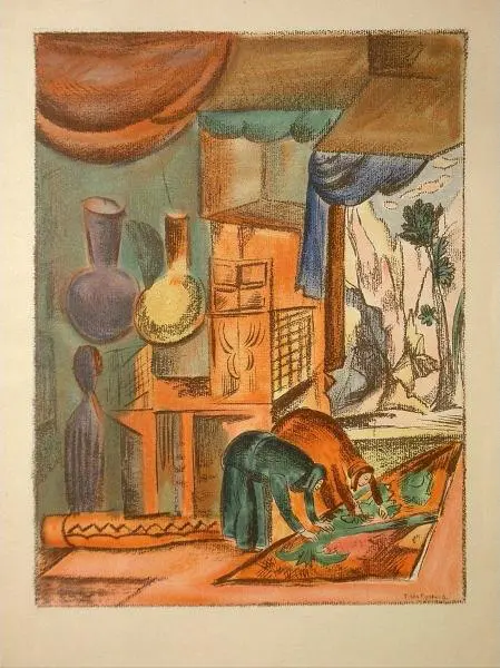 ПВ Кузнецов Вышивальщицы ковров Лист 12 из альбома Горная Бухара 1923 - фото 11