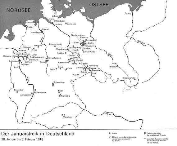 Стачки в Германии 28 января 3 февраля 1918 года места забастовок Флажки - фото 6