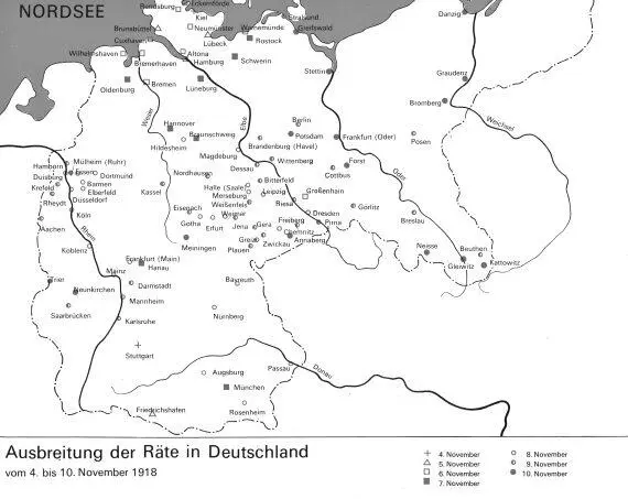 Карта Распространение советов в Германии в ноябре 1918 г Верхушка армии - фото 7