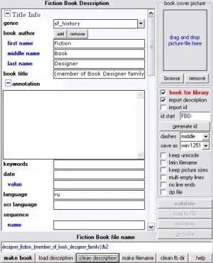 Окно Make Fiction Book file F8 Fiction Book Description позволяет - фото 14
