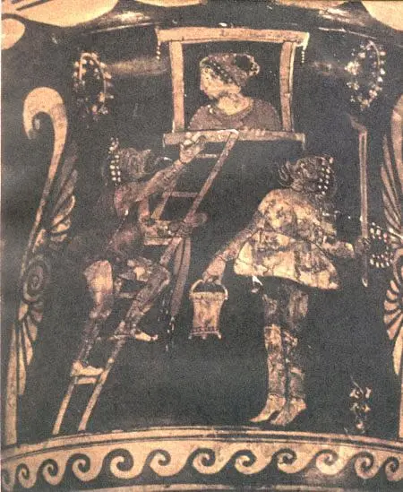 Сцена из комедии Роспись кратера IV век до н э Лондон Британский музей - фото 10