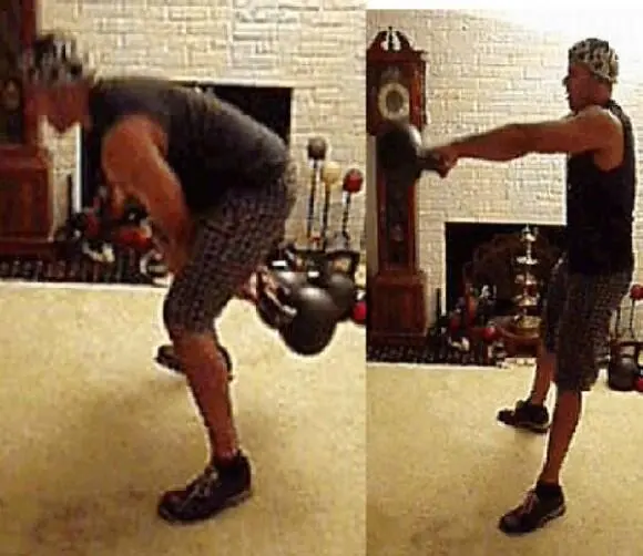 Exercise Description Place two kettlebells between your feet Push back with - фото 41