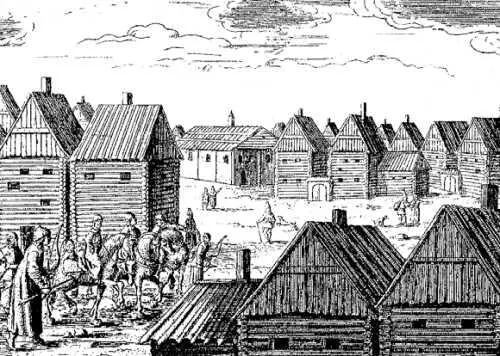 Деревянная застройка Москвы XVII в Гравюра из книги А Олеария Описание - фото 63