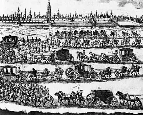 Въезд в Москву иностранного посольства Гравюра из книги ИГ Корба - фото 78