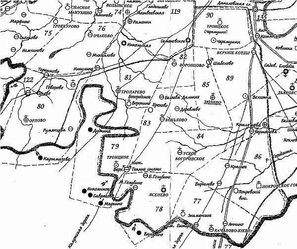 Карта Зюзинской волости Московского уезда за 1882 г с указанием границ и - фото 189