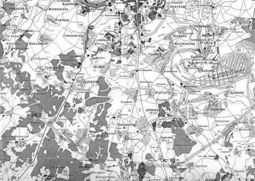Карта Москва довоенная 1931 г Фрагмент Краеведы у Котельского каньона - фото 293