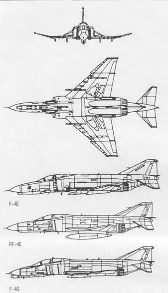 Самолет F4E оснащен двумя ТРДФ Топливо размещается в семи мягких топливных - фото 545
