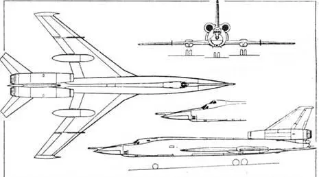 Проекции Ту22 из справочника Janes 197273 Ту22М вид спереди - фото 2