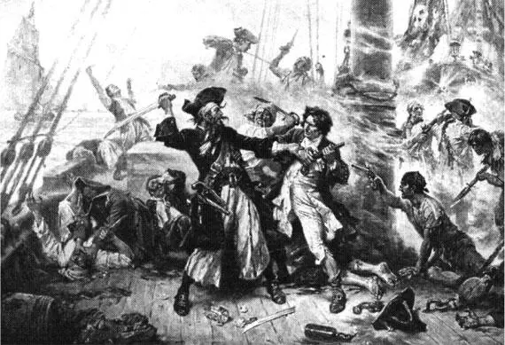 Поединок Эдварда Тича с Робертом Мэйнардом Гравюра Жана Леона Жерома Ферриса - фото 28