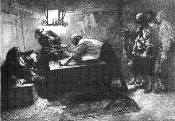 Пьер ле Гран нападает на капитана в его каюте Гравюра Говарда Пайла После - фото 70