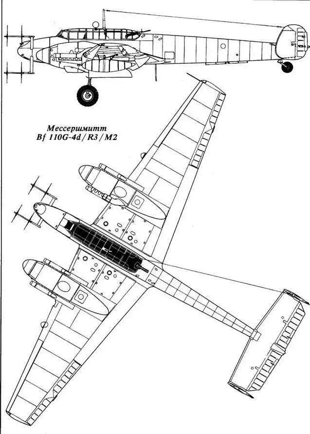 Bf 110G4dR3М2 с новой антенной локатора Лихтенштейн SN2 и подфюзе - фото 118