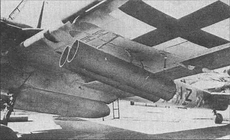 Подвеска под крылом Bf 110F2 пусковых установок для реактивных снарядов WG 21 - фото 99