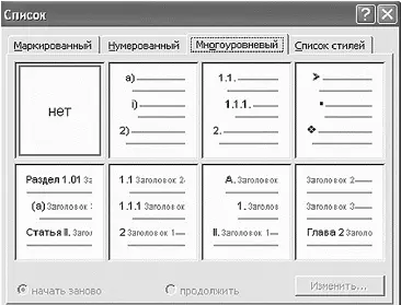 Окно выбора многоуровневого списка В окошке обозначенном цифрой 3 - фото 152