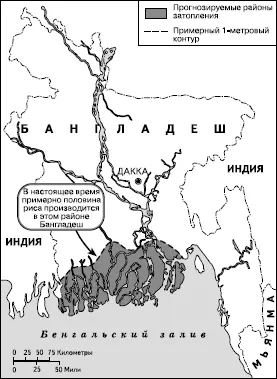 Рис 171 Возможное затопление территории Бангладеш в случае подъема уровня - фото 357