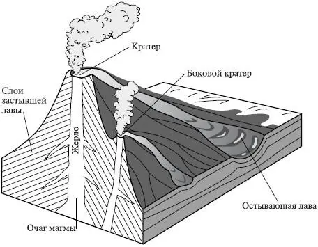 Рис 24Вулканический конус в разрезе Более широко распространены вулканы с - фото 28