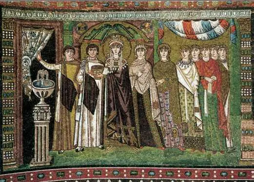 Императрица Феодора со свитой Мозаика 6 в Церковь СанВитале Равенна В - фото 146