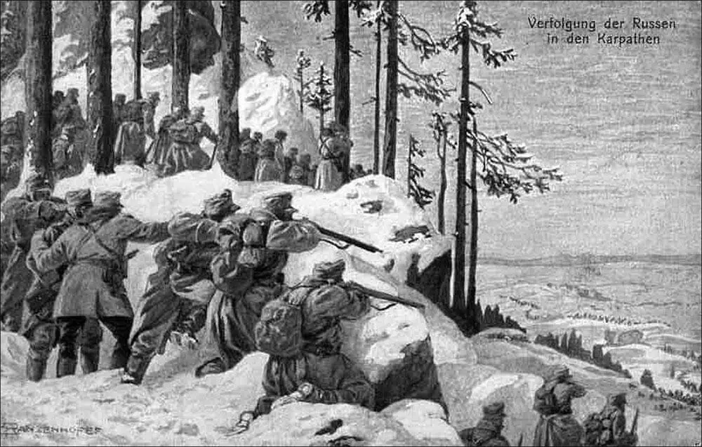 Австровенгерские войска в Карпатах 1915 г Парад немецких войск в Варшаве - фото 14