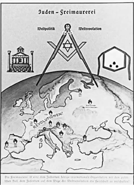 Нацистский плакат 1935 Евреи франкмасонство Мировая политика мировая - фото 61