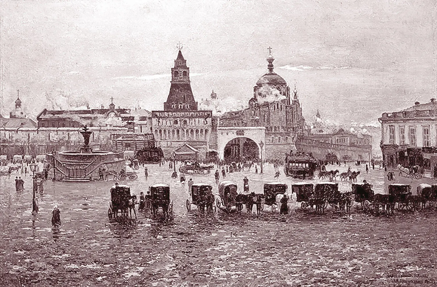 Лубянская площадь в Москве осенью С картины И А Пелевина 1894 В центре - фото 36