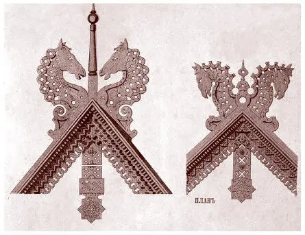 Двуглавый конек как традиционное украшение дома Иллюстрация из журнала Мотивы - фото 11