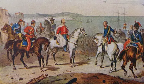 Капитуляция Палермо цветная литография ок 1860 г Встреча Гарибальди с - фото 12