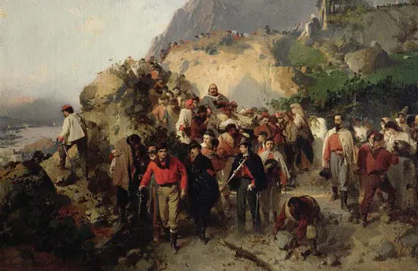 Волонтеры несут Гарибальди раненного при Аспромонте 1862 г художник - фото 15