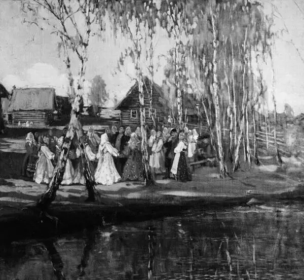 МВ Боскин Хоровод 1910е Пускание купальских венков по реке Картина - фото 43
