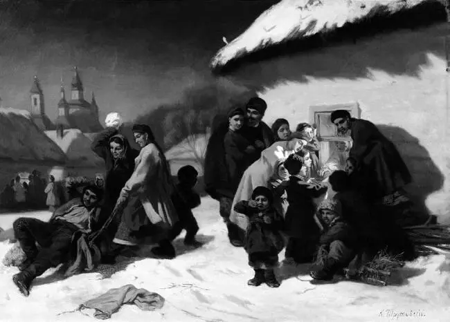 Святки Картина неизвестного автора XIX в Святочные забавы и угощения - фото 63