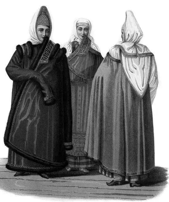 Наряд пожилых горожанок Торжок Начало XIX в Рисунок академика ФГ Солнцева - фото 144