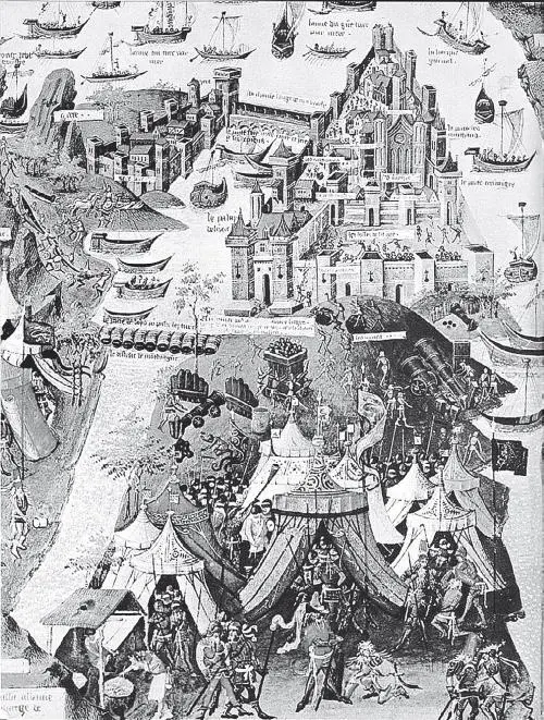 Осада Константинополя турками в 1453 году Книжная миниатюра XV век Слева за - фото 34