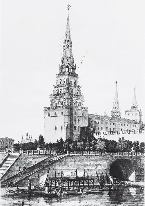 А Дюран Боровицкая башня Гравюра 1839 Изогнутый горбом и многоарочный с - фото 48