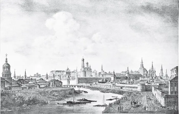 Вид на Кремль и Китайгород Литография Леметра по рисунку О Кадоля 1825 - фото 92