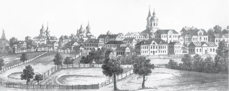 Вид Рогожской части с северной стороны Рисунок акварель 1800е Андроников - фото 108