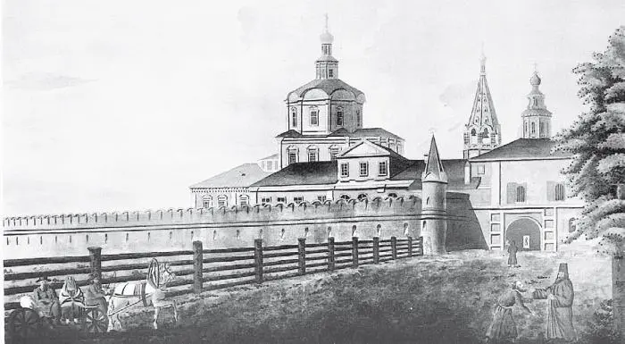 Ф Кампорези Вид Андроникова монастыря в Москве Акварель конца XVIII века - фото 112