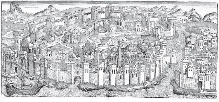 Константинополь Немецкий рисунок 1493 Справа устье Золотого Рога и - фото 113